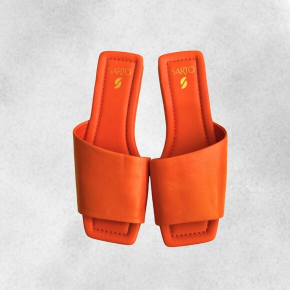 Franco Sarto Bordo Slippers in Orange Leather - Picture 3 of 6